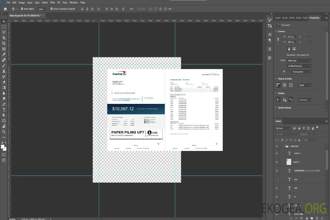 Modèle Word et PDF de relevé bancaire USA Capital One, 4 pages template Modèle Word et PDF de relevé bancaire USA Capital One, 4 pages template